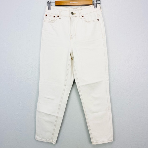 Topshop High Waisted White Ivory Mom Jeans Petite W26/28 - Picture 2 of 7